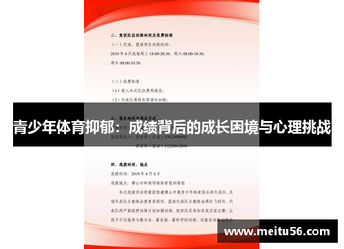 青少年体育抑郁:成绩背后的成长困境与心理挑战 青少年体育抑郁:成绩背后的成长困境与心理挑战